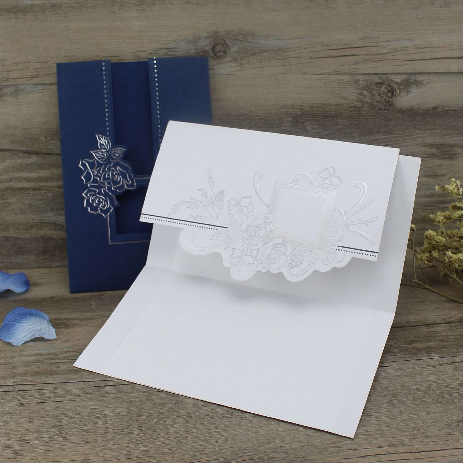 Dark Blue Invitation Card Cheap Wedding Invitation Customized 